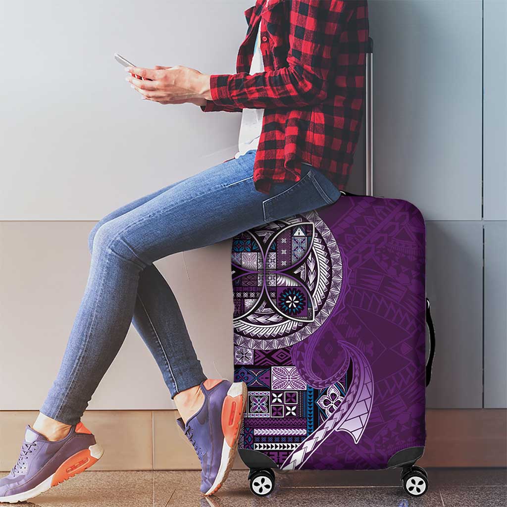 Samoan Siapo Art Tattoo Polynesian Pattern Luggage Cover Purple Color - Polynesian Pride