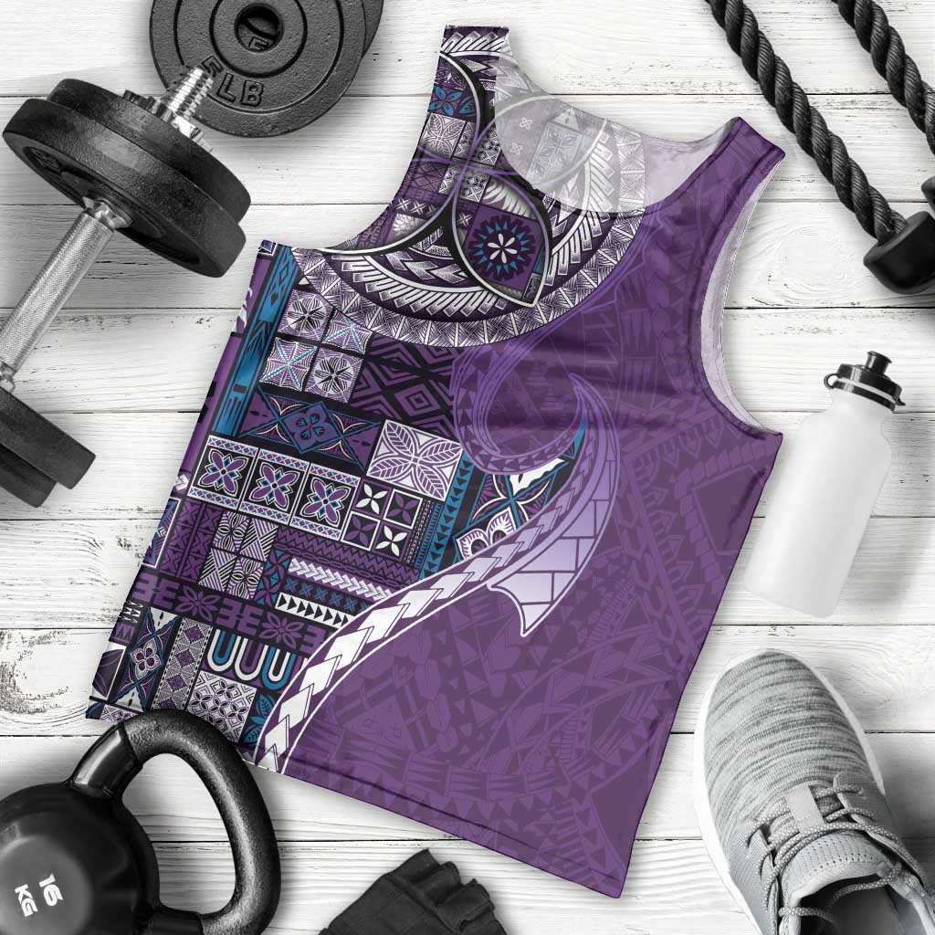 Samoan Siapo Art Tattoo Polynesian Pattern Men Tank Top Purple Color - Polynesian Pride