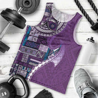 Samoan Siapo Art Tattoo Polynesian Pattern Men Tank Top Purple Color - Polynesian Pride
