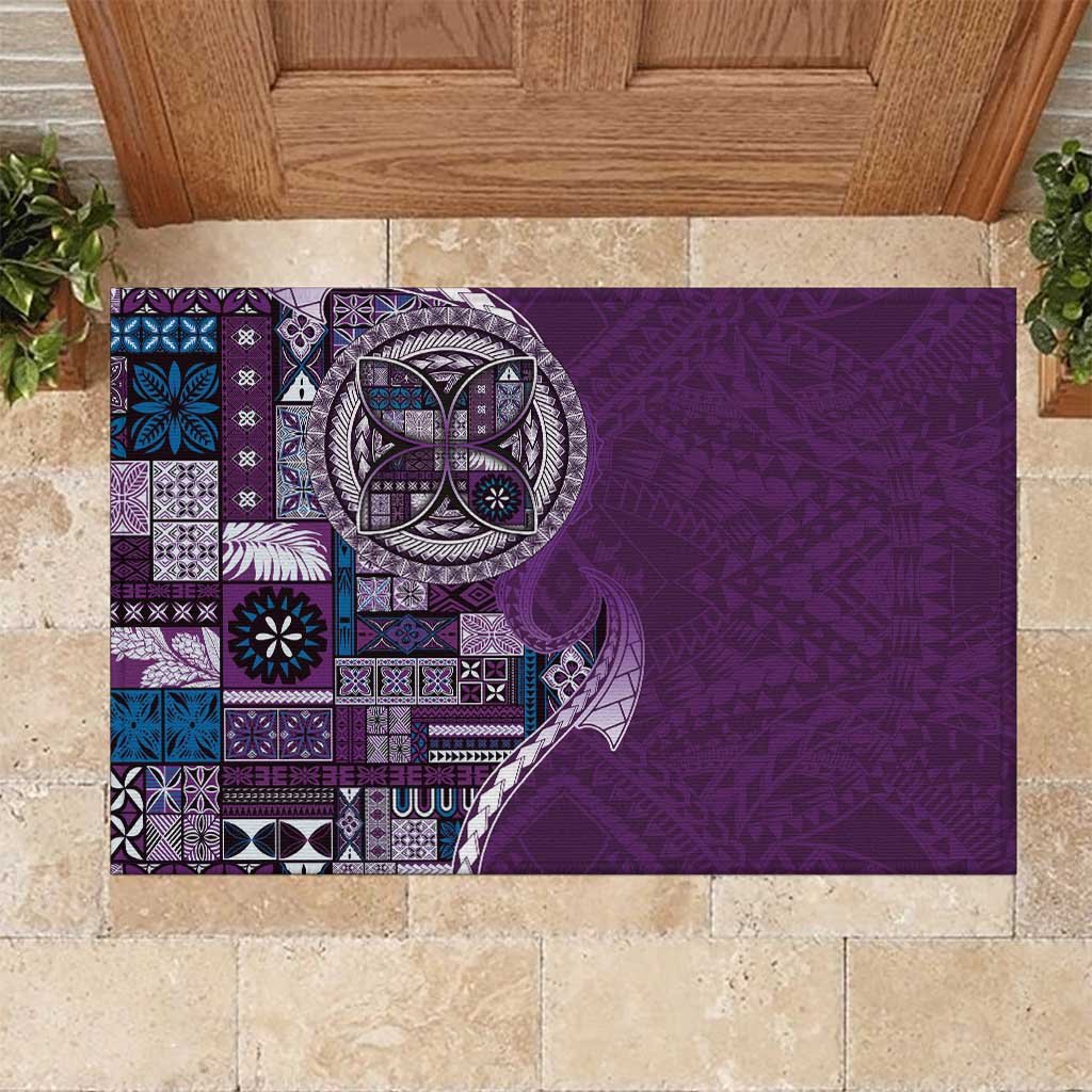 Samoan Siapo Art Tattoo Polynesian Pattern Rubber Doormat Purple Color - Polynesian Pride