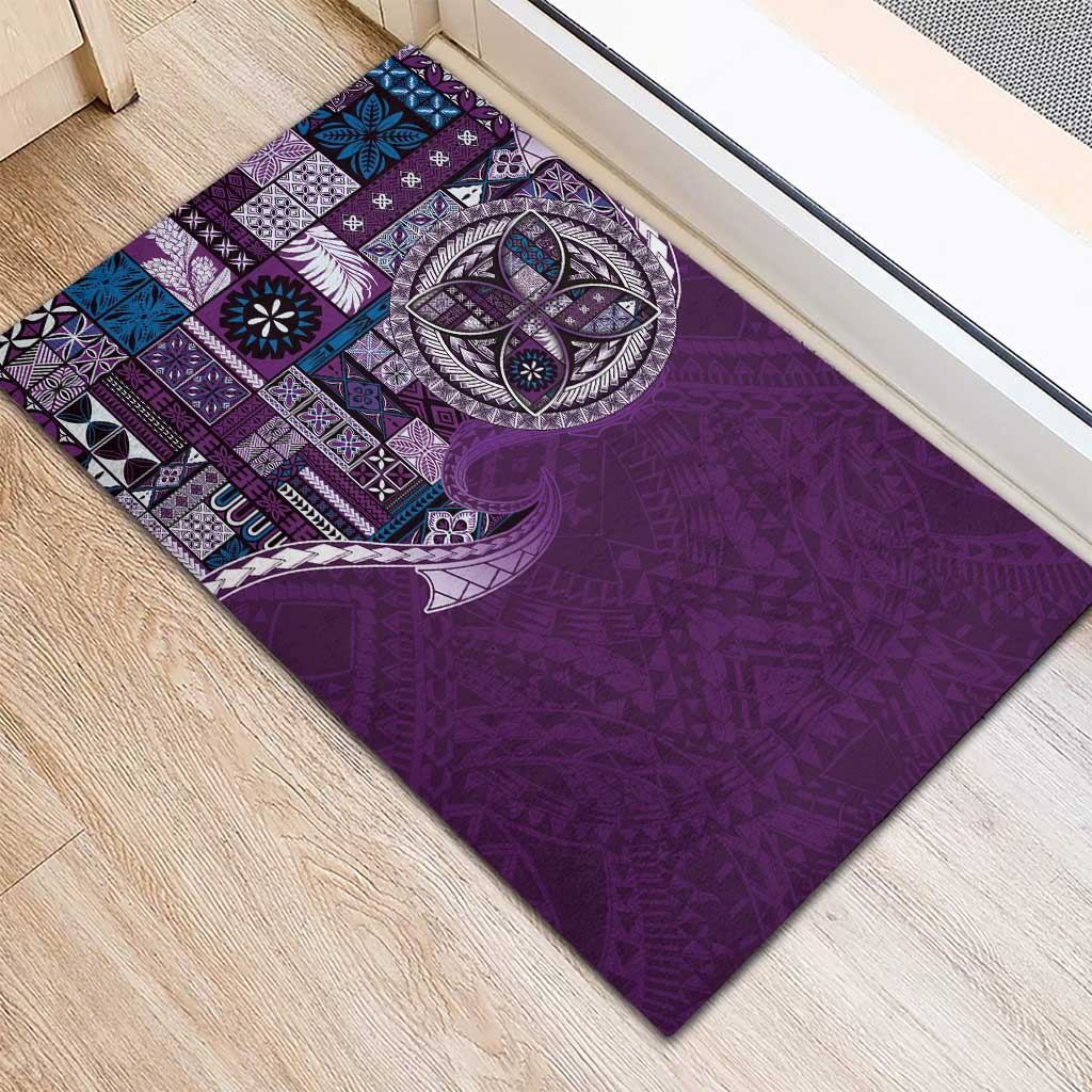 Samoan Siapo Art Tattoo Polynesian Pattern Rubber Doormat Purple Color - Polynesian Pride