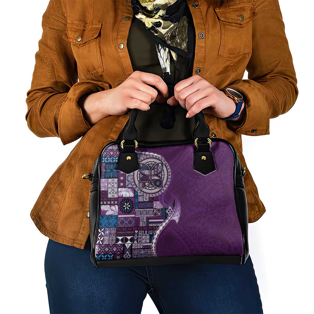 Samoan Siapo Art Tattoo Polynesian Pattern Shoulder Handbag Purple Color - Polynesian Pride