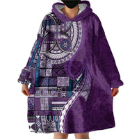 Samoan Siapo Art Tattoo Polynesian Pattern Wearable Blanket Hoodie Purple Color LT03 - Polynesian Pride