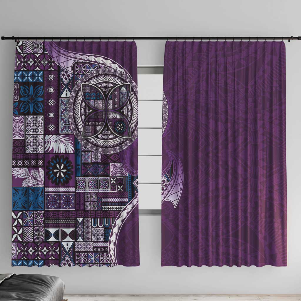 Samoan Siapo Art Tattoo Polynesian Pattern Window Curtain Purple Color - Polynesian Pride