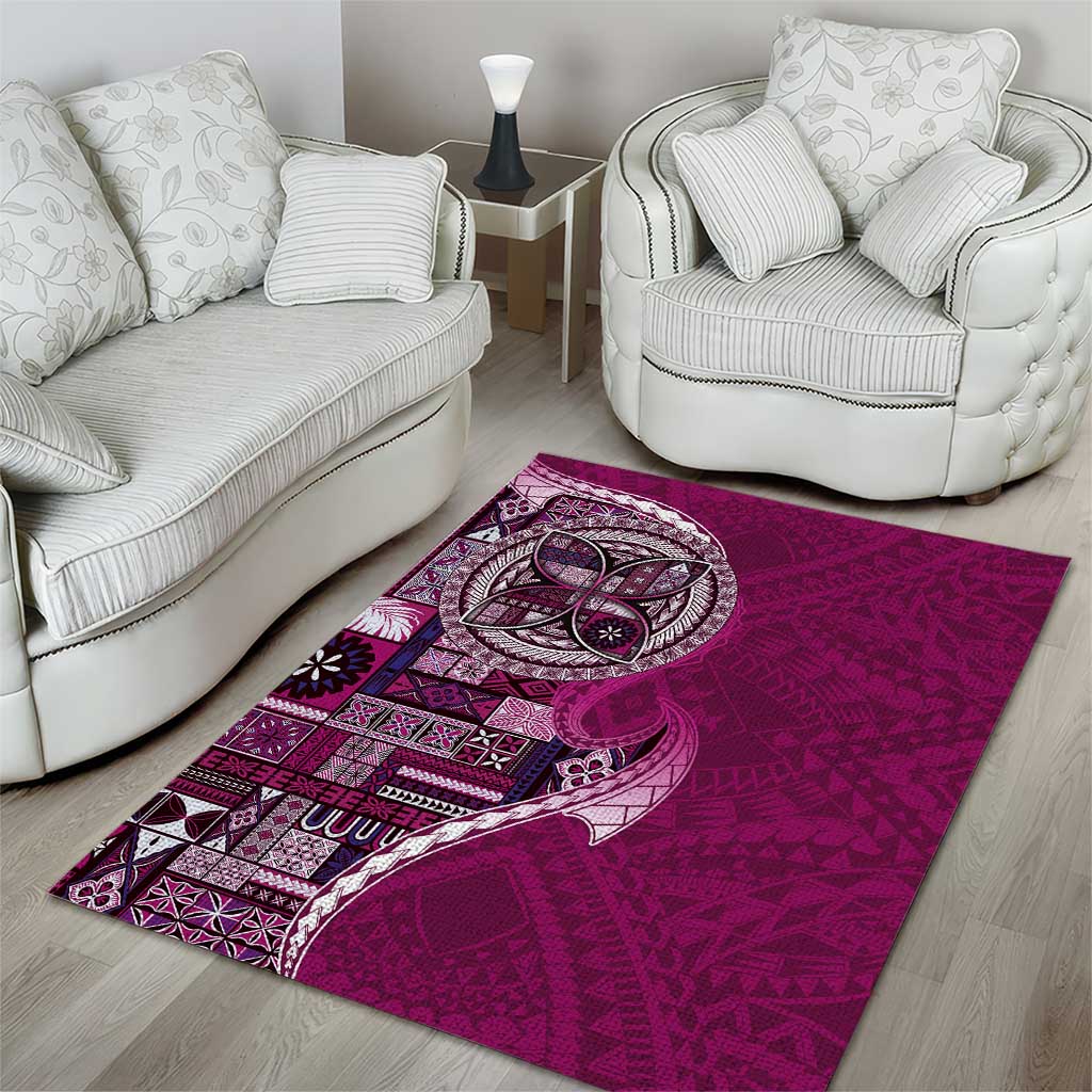 Samoan Siapo Art Tattoo Polynesian Pattern Area Rug Pink Color - Polynesian Pride