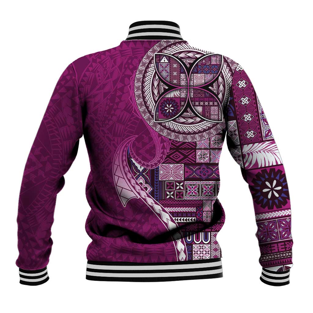 Samoan Siapo Art Tattoo Polynesian Pattern Baseball Jacket Pink Color - Polynesian Pride
