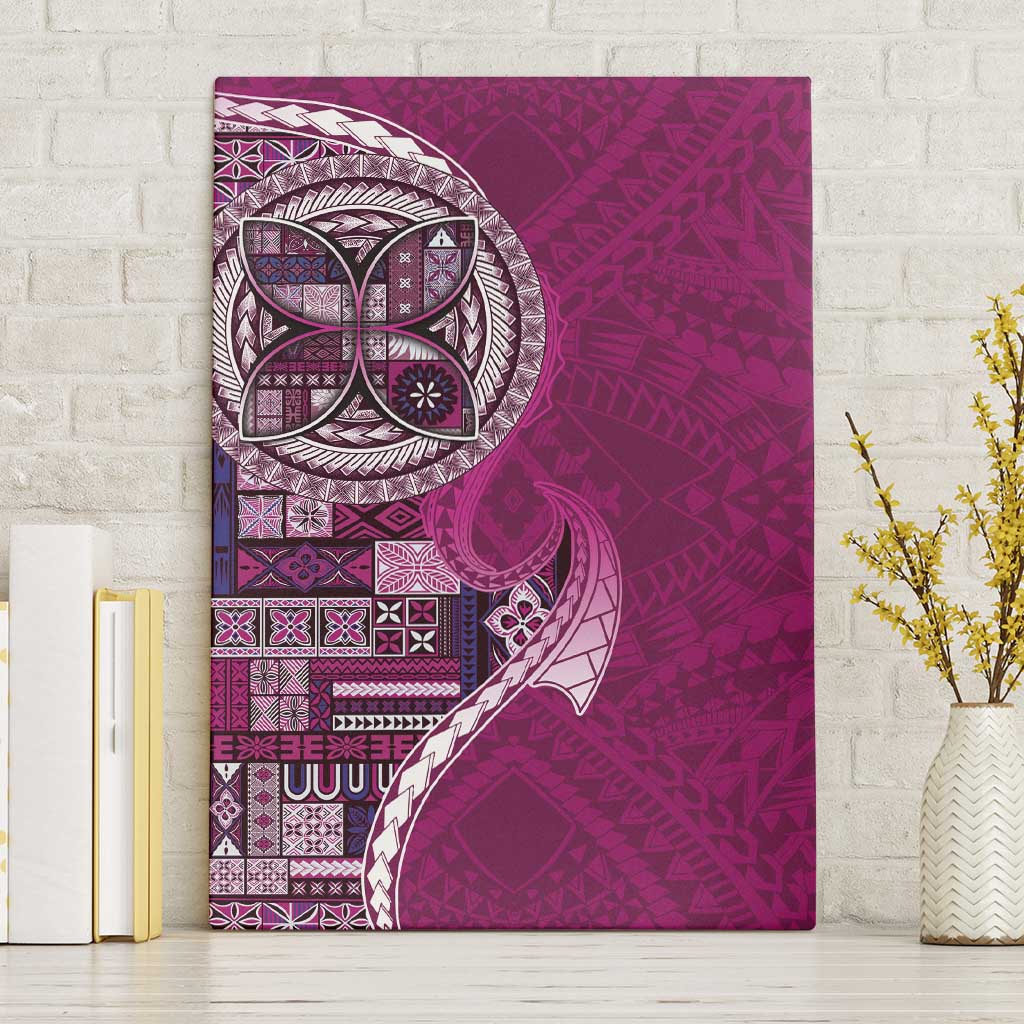 Samoan Siapo Art Tattoo Polynesian Pattern Canvas Wall Art Pink Color - Polynesian Pride