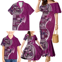 Samoan Siapo Art Tattoo Polynesian Pattern Family Matching Mermaid Dress and Hawaiian Shirt Pink Color LT03 - Polynesian Pride
