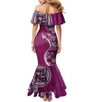 Samoan Siapo Art Tattoo Polynesian Pattern Family Matching Mermaid Dress and Hawaiian Shirt Pink Color LT03 - Polynesian Pride