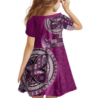 Samoan Siapo Art Tattoo Polynesian Pattern Family Matching Tank Maxi Dress and Hawaiian Shirt Pink Color LT03 - Polynesian Pride