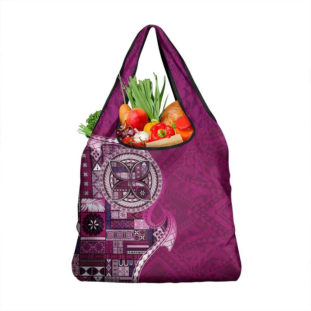 Samoan Siapo Art Tattoo Polynesian Pattern Grocery Bag Pink Color - Polynesian Pride
