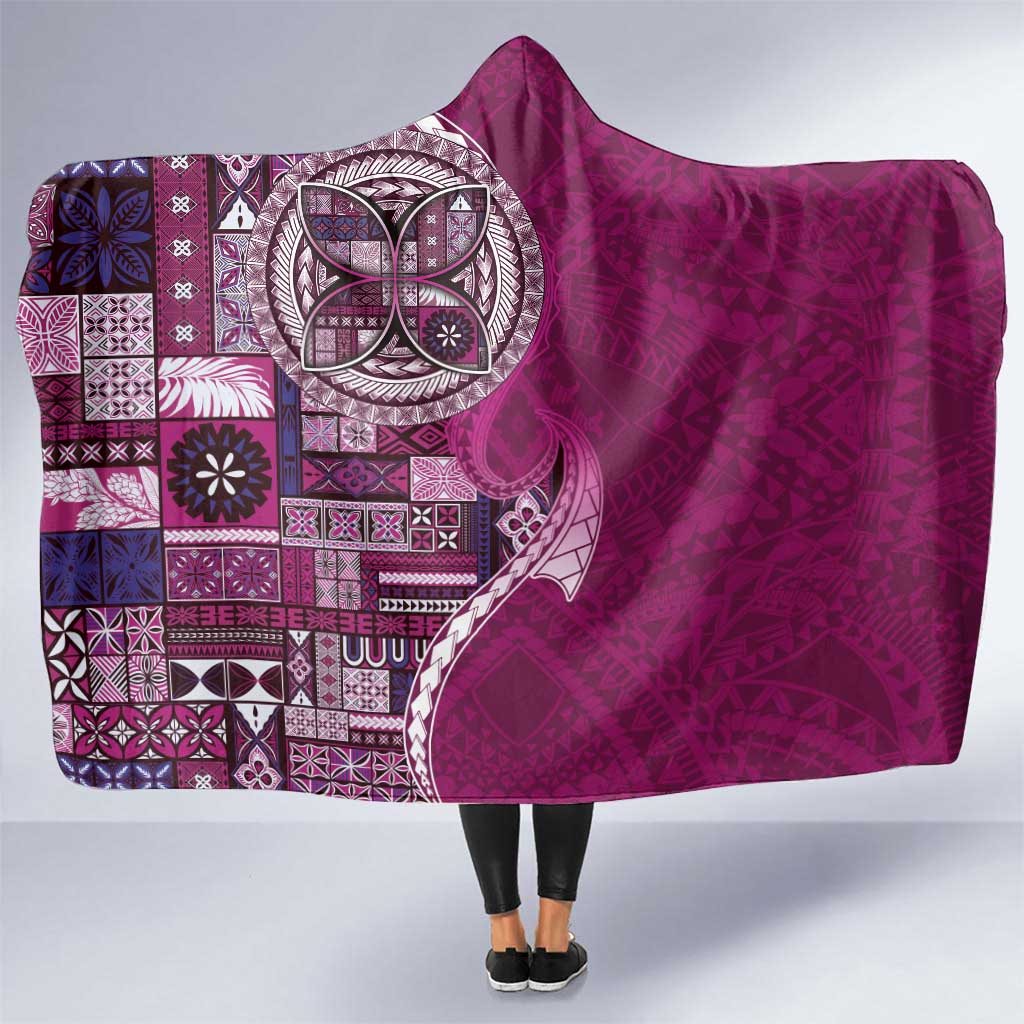 Samoan Siapo Art Tattoo Polynesian Pattern Hooded Blanket Pink Color - Polynesian Pride