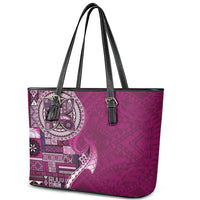 Samoan Siapo Art Tattoo Polynesian Pattern Leather Tote Bag Pink Color LT03 - Polynesian Pride