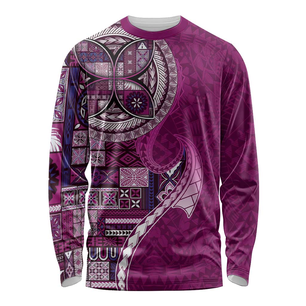 Samoan Siapo Art Tattoo Polynesian Pattern Long Sleeve Shirt Pink Color - Polynesian Pride