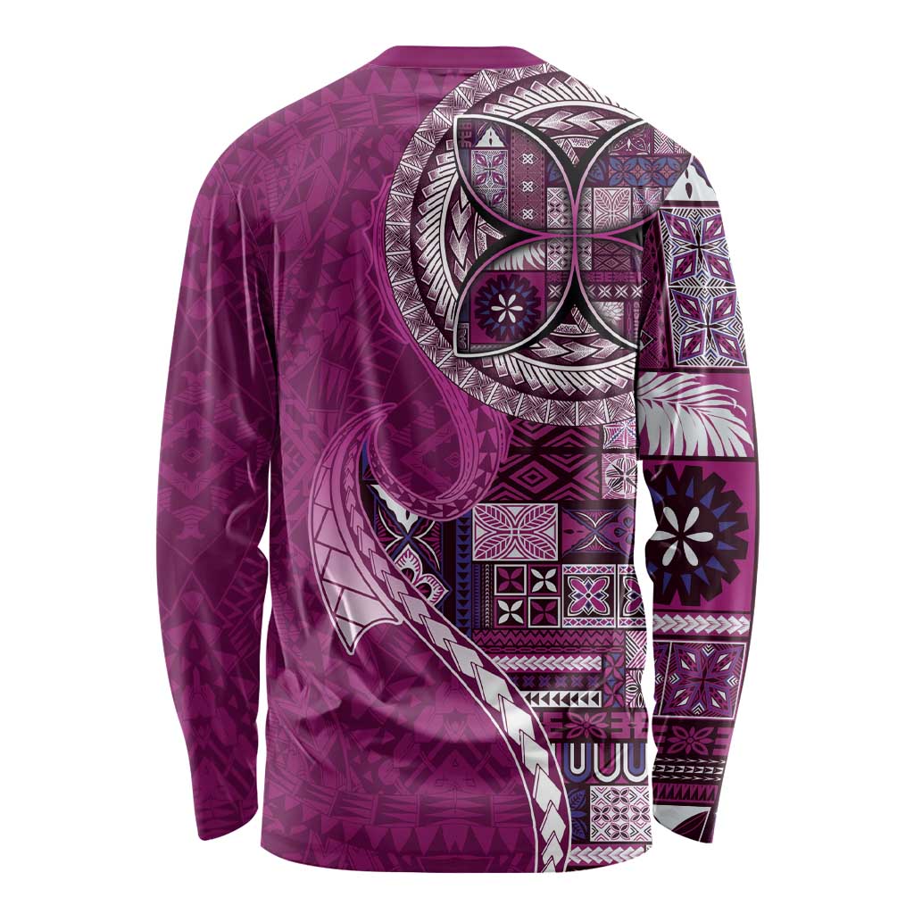 Samoan Siapo Art Tattoo Polynesian Pattern Long Sleeve Shirt Pink Color - Polynesian Pride