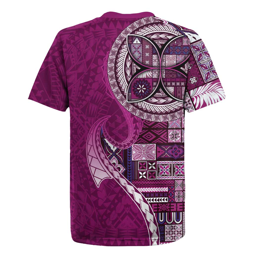 Samoan Siapo Art Tattoo Polynesian Pattern Rugby Jersey Pink Color LT03 - Polynesian Pride