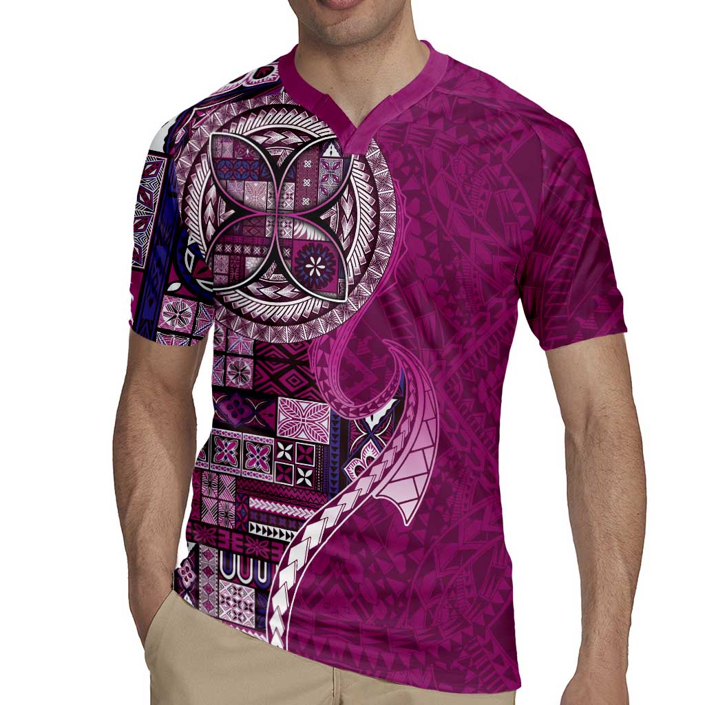 Samoan Siapo Art Tattoo Polynesian Pattern Rugby Jersey Pink Color LT03 - Polynesian Pride