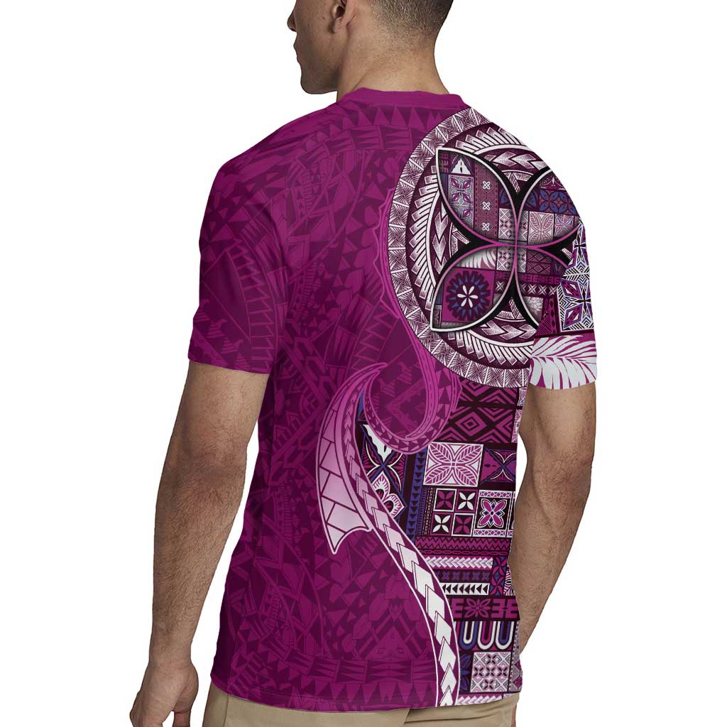 Samoan Siapo Art Tattoo Polynesian Pattern Rugby Jersey Pink Color LT03 - Polynesian Pride