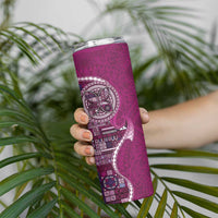 Samoan Siapo Art Tattoo Polynesian Pattern Skinny Tumbler Pink Color - Polynesian Pride