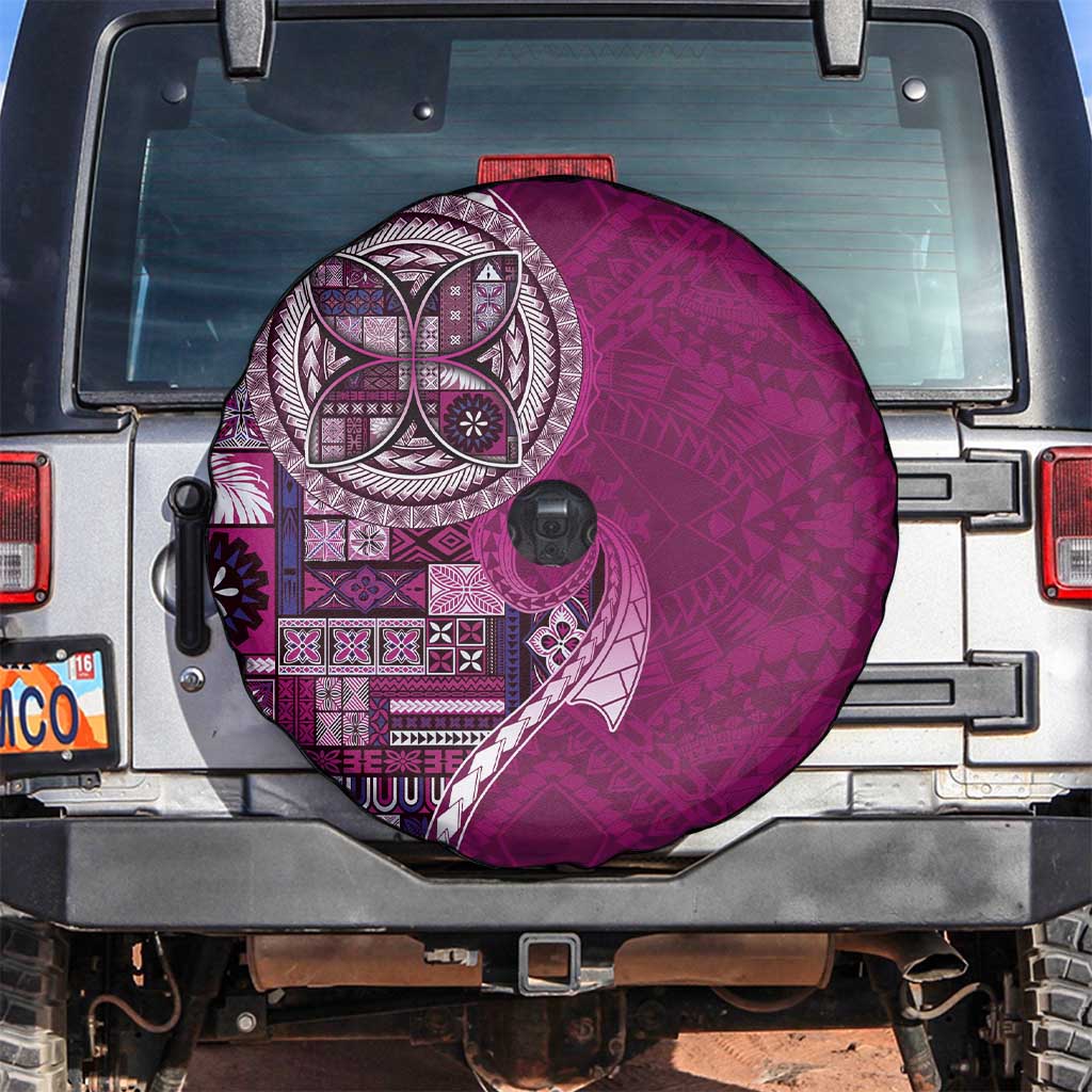 Samoan Siapo Art Tattoo Polynesian Pattern Spare Tire Cover Pink Color - Polynesian Pride