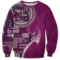 Samoan Siapo Art Tattoo Polynesian Pattern Sweatshirt Pink Color - Polynesian Pride