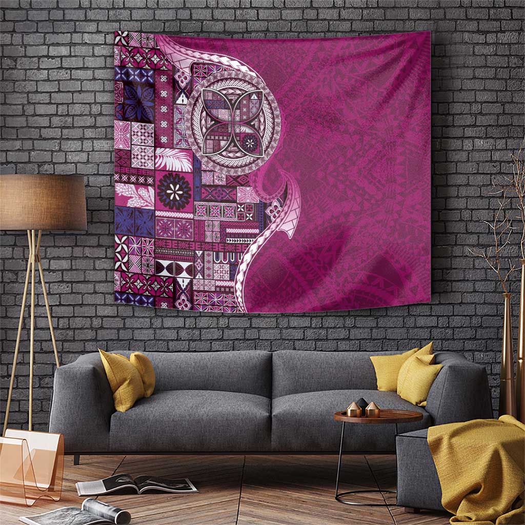Samoan Siapo Art Tattoo Polynesian Pattern Tapestry Pink Color - Polynesian Pride