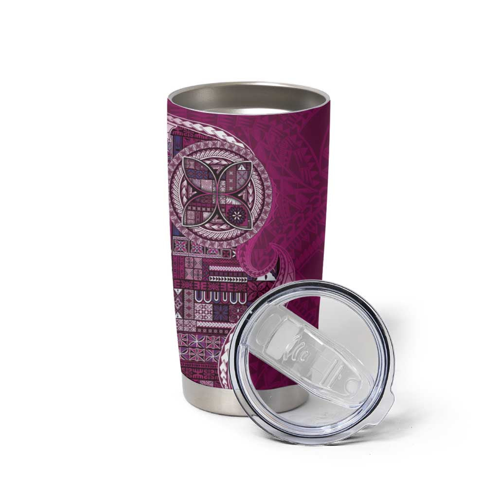 Samoan Siapo Art Tattoo Polynesian Pattern Tumbler Cup Pink Color - Polynesian Pride