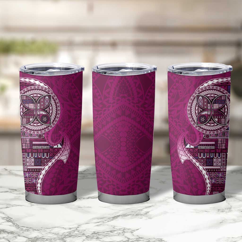 Samoan Siapo Art Tattoo Polynesian Pattern Tumbler Cup Pink Color - Polynesian Pride