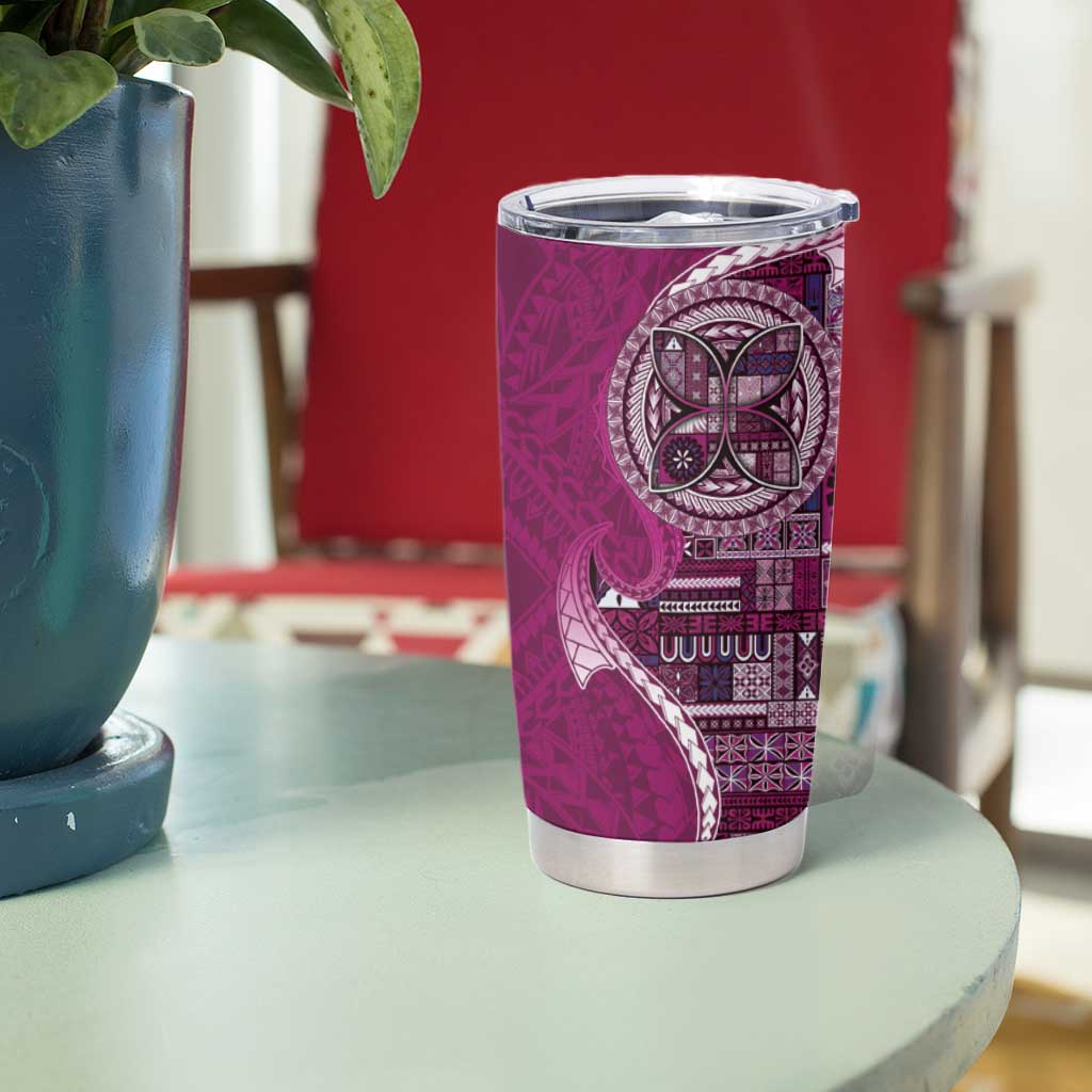 Samoan Siapo Art Tattoo Polynesian Pattern Tumbler Cup Pink Color - Polynesian Pride