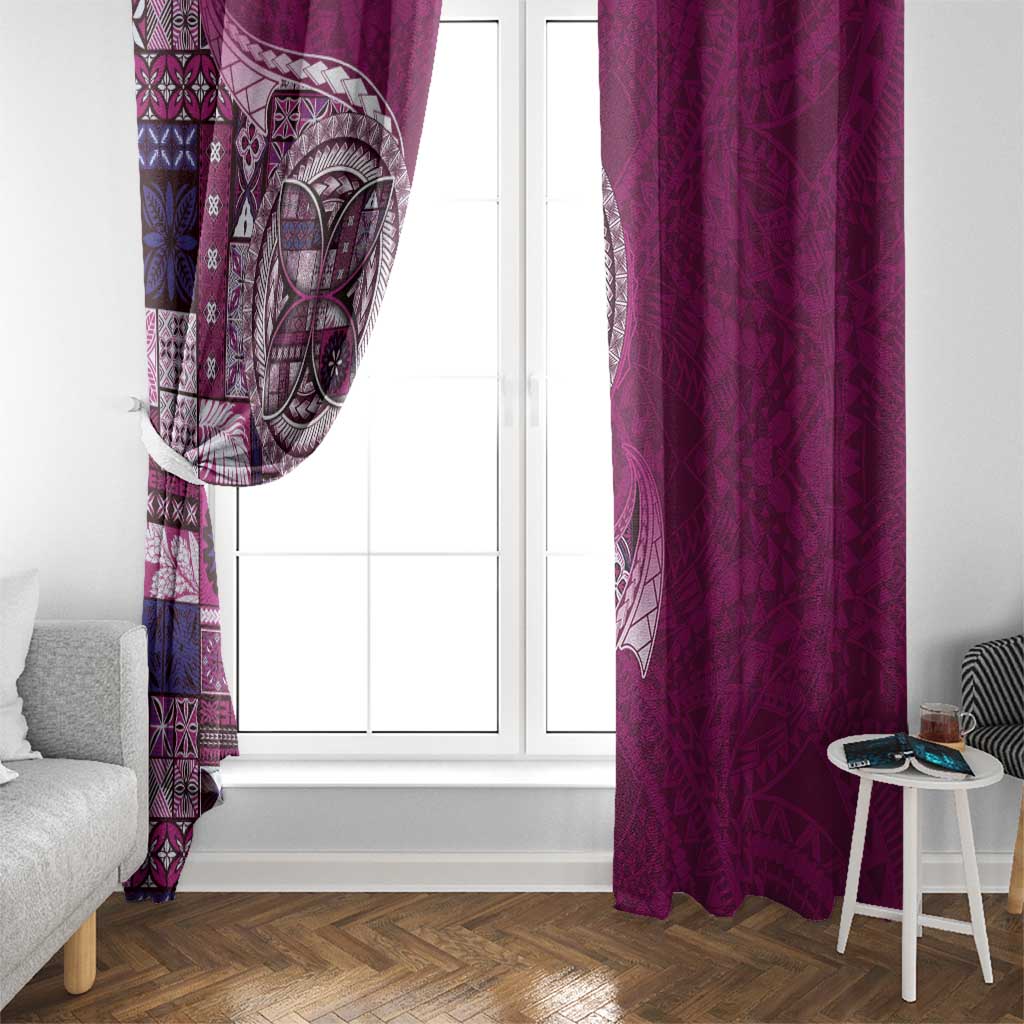 Samoan Siapo Art Tattoo Polynesian Pattern Window Curtain Pink Color - Polynesian Pride