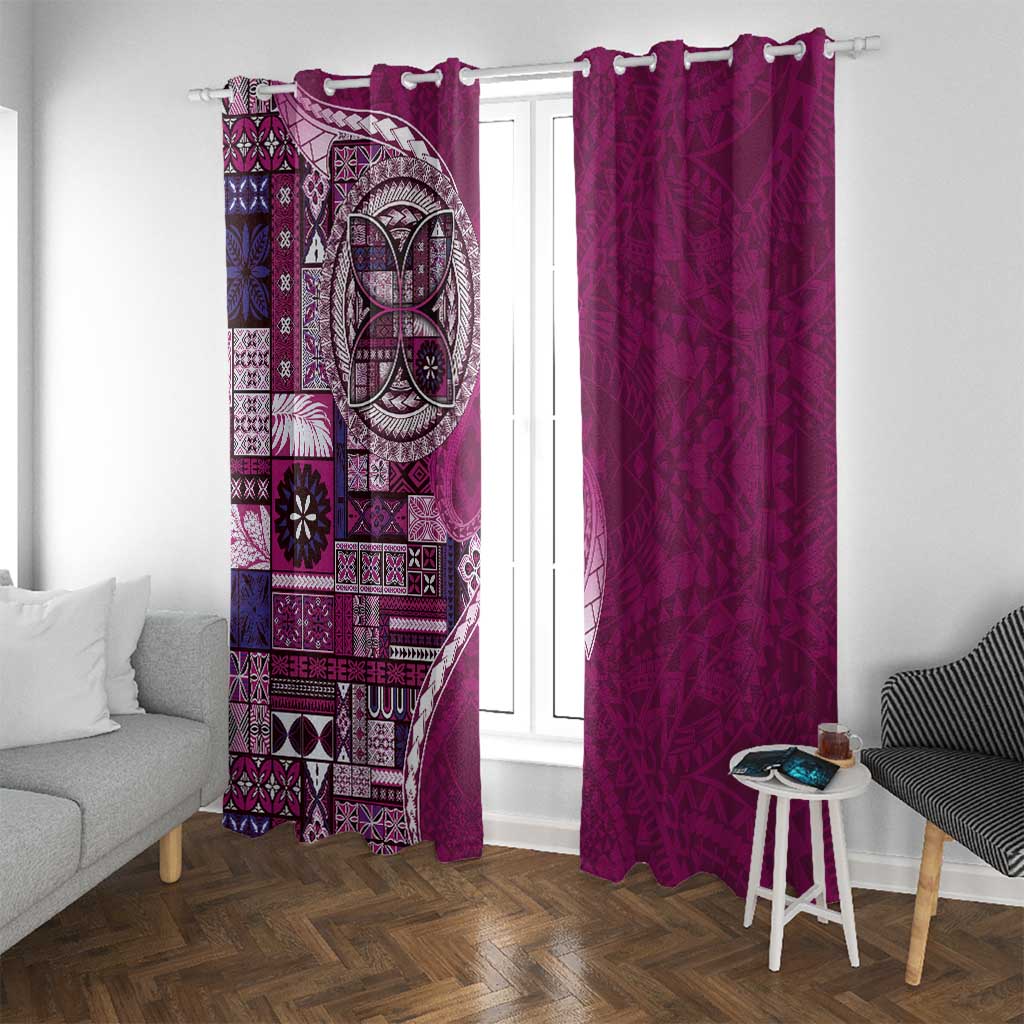 Samoan Siapo Art Tattoo Polynesian Pattern Window Curtain Pink Color - Polynesian Pride