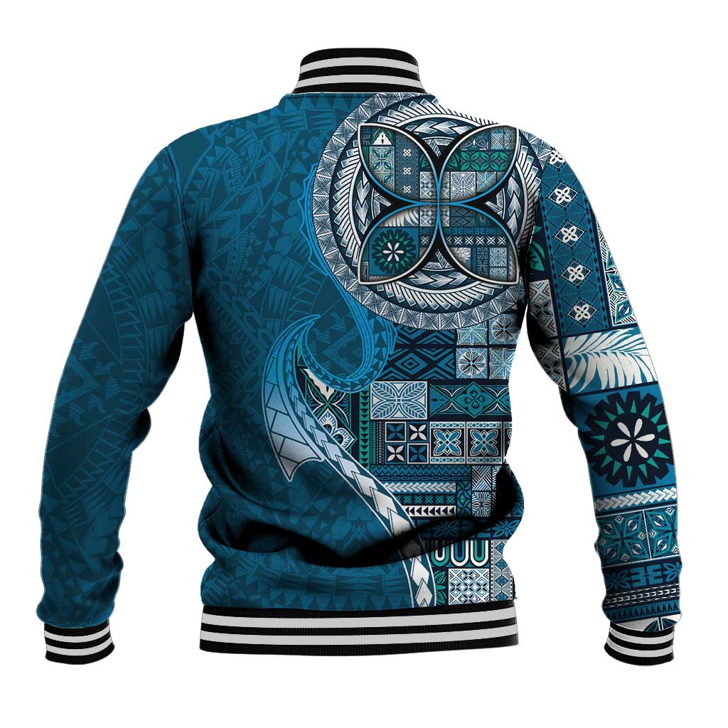Samoan Siapo Art Tattoo Polynesian Pattern Baseball Jacket Teal Color - Polynesian Pride