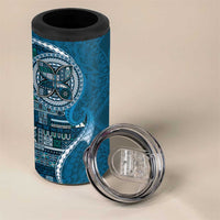 Samoan Siapo Art Tattoo Polynesian Pattern 4 in 1 Can Cooler Tumbler Teal Color - Polynesian Pride
