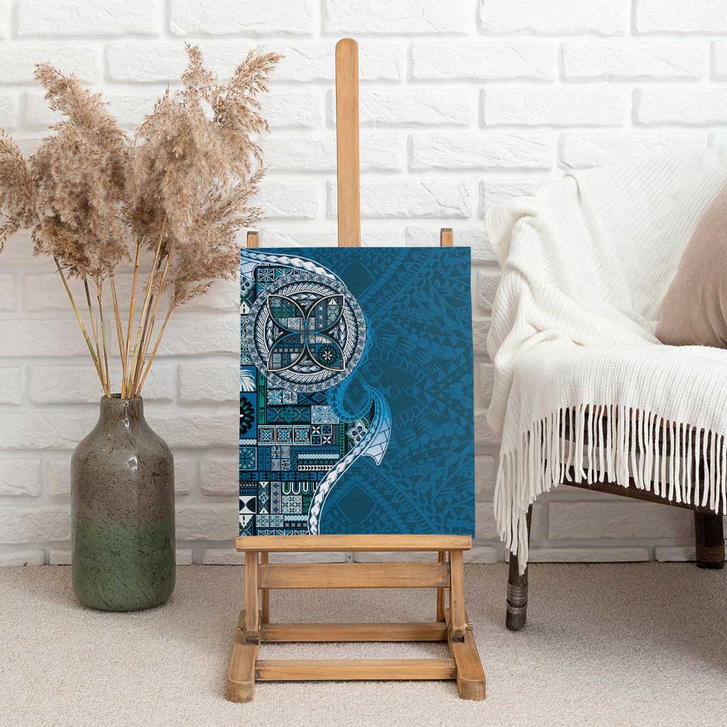 Samoan Siapo Art Tattoo Polynesian Pattern Canvas Wall Art Teal Color - Polynesian Pride