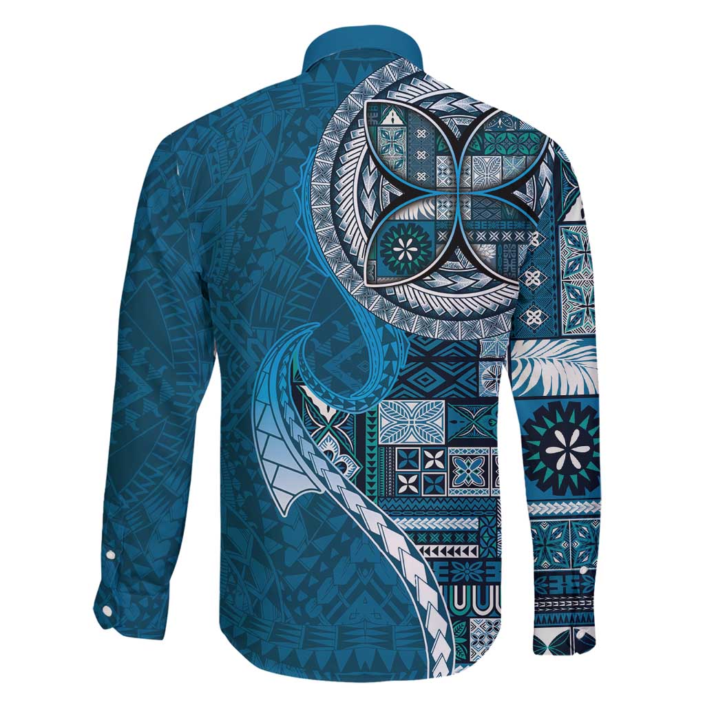 Samoan Siapo Art Tattoo Polynesian Pattern Family Matching Tank Maxi Dress and Hawaiian Shirt Teal Color LT03 - Polynesian Pride