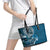 Samoan Siapo Art Tattoo Polynesian Pattern Leather Tote Bag Teal Color - Polynesian Pride