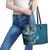 Samoan Siapo Art Tattoo Polynesian Pattern Leather Tote Bag Teal Color - Polynesian Pride