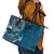 Samoan Siapo Art Tattoo Polynesian Pattern Leather Tote Bag Teal Color - Polynesian Pride