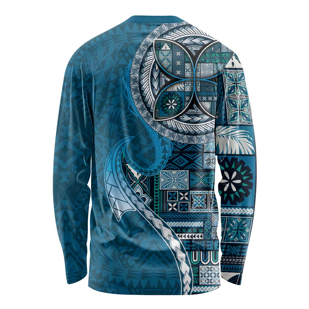 Samoan Siapo Art Tattoo Polynesian Pattern Long Sleeve Shirt Teal Color - Polynesian Pride
