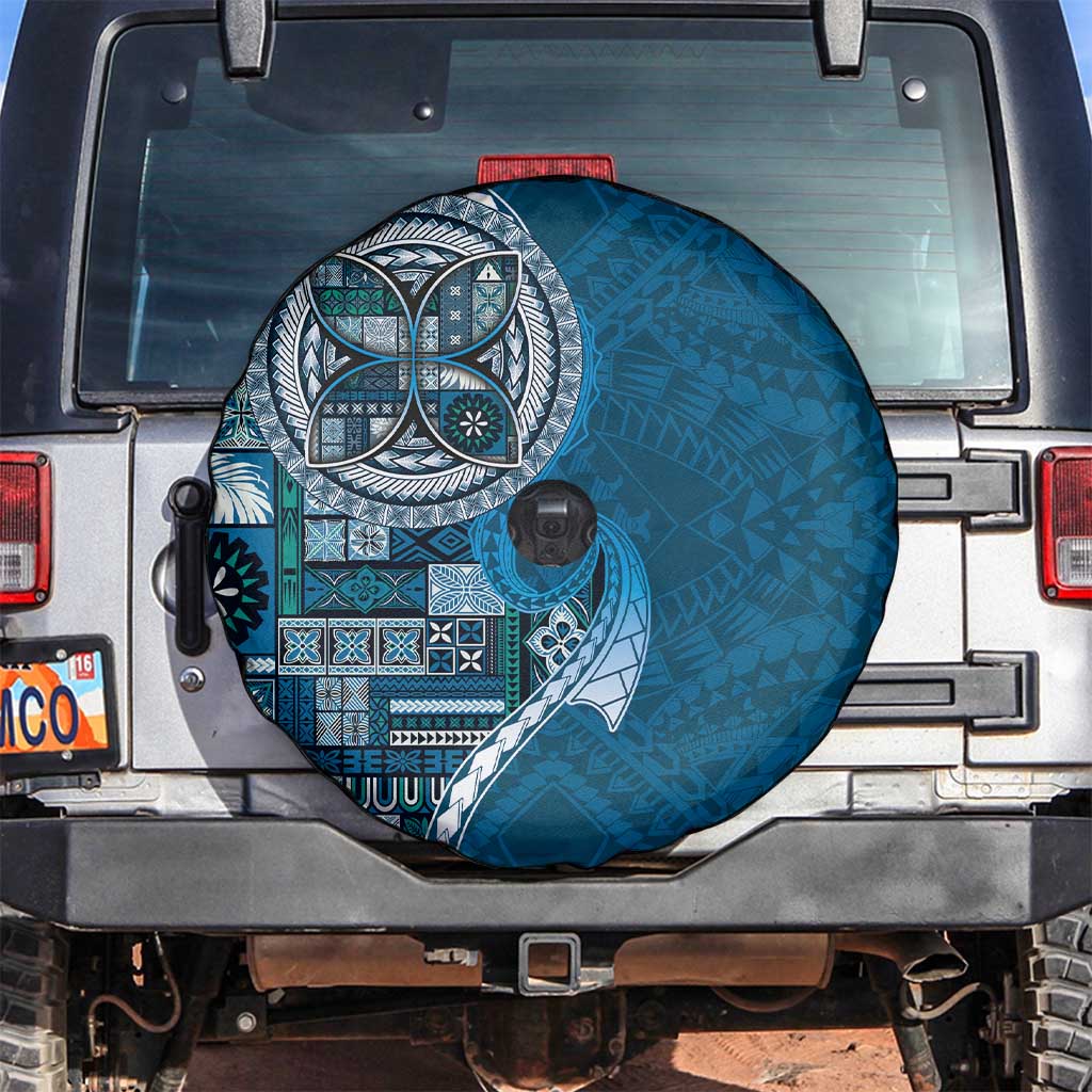 Samoan Siapo Art Tattoo Polynesian Pattern Spare Tire Cover Teal Color - Polynesian Pride