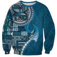 Samoan Siapo Art Tattoo Polynesian Pattern Sweatshirt Teal Color - Polynesian Pride
