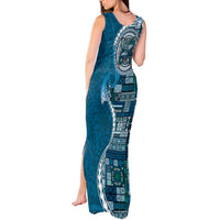 Samoan Siapo Art Tattoo Polynesian Pattern Tank Maxi Dress Teal Color - Polynesian Pride