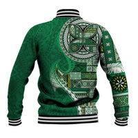 Samoan Siapo Art Tattoo Polynesian Pattern Baseball Jacket Green Color - Polynesian Pride