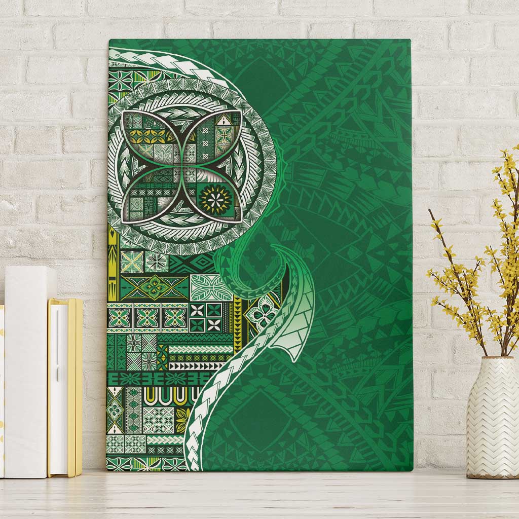 Samoan Siapo Art Tattoo Polynesian Pattern Canvas Wall Art Green Color - Polynesian Pride