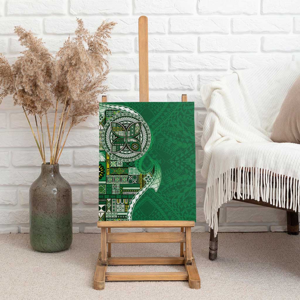 Samoan Siapo Art Tattoo Polynesian Pattern Canvas Wall Art Green Color - Polynesian Pride