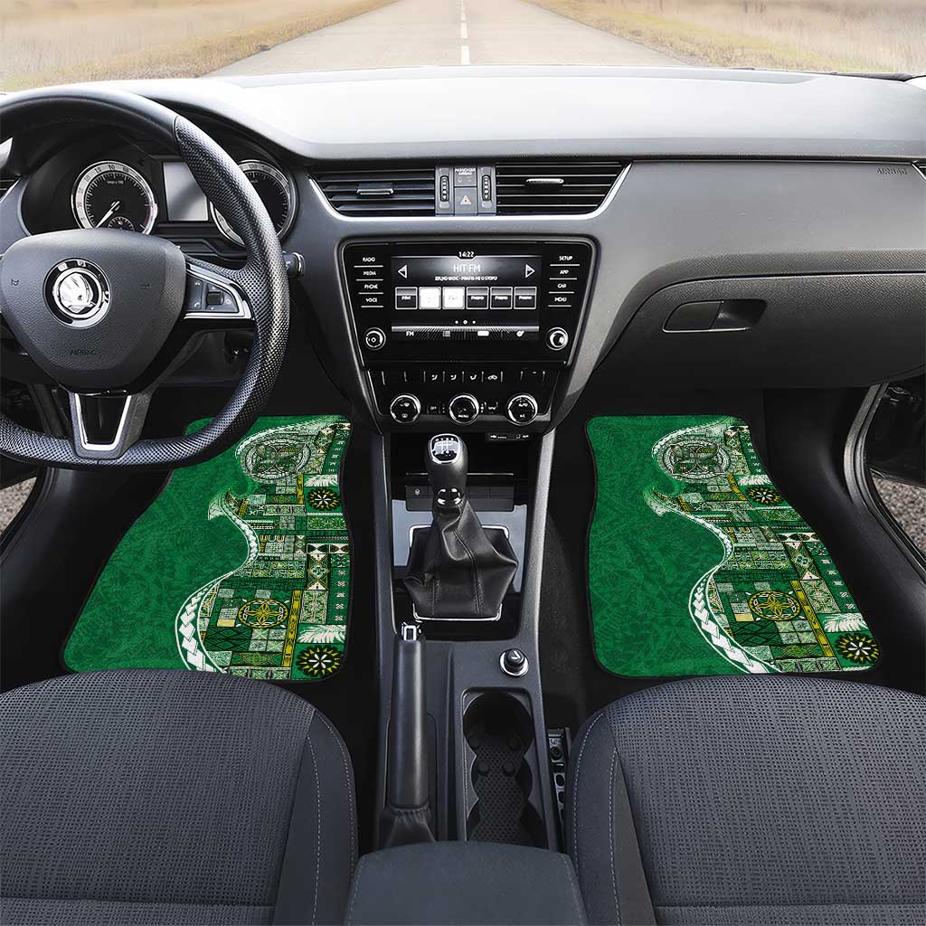 Samoan Siapo Art Tattoo Polynesian Pattern Car Mats Green Color - Polynesian Pride