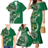 Samoan Siapo Art Tattoo Polynesian Pattern Family Matching Mermaid Dress and Hawaiian Shirt Green Color LT03 - Polynesian Pride