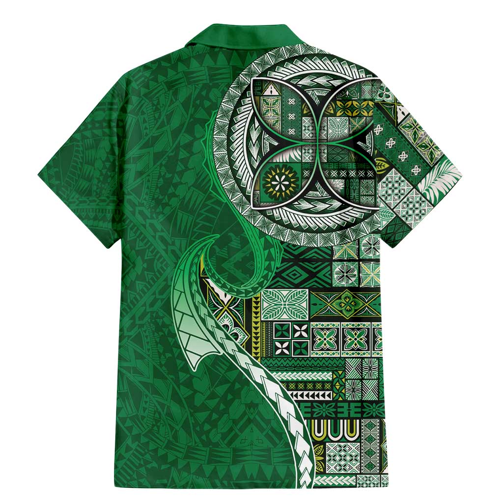 Samoan Siapo Art Tattoo Polynesian Pattern Family Matching Mermaid Dress and Hawaiian Shirt Green Color LT03 - Polynesian Pride