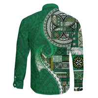 Samoan Siapo Art Tattoo Polynesian Pattern Family Matching Mermaid Dress and Hawaiian Shirt Green Color LT03 - Polynesian Pride