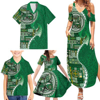 Samoan Siapo Art Tattoo Polynesian Pattern Family Matching Summer Maxi Dress and Hawaiian Shirt Green Color LT03 - Polynesian Pride